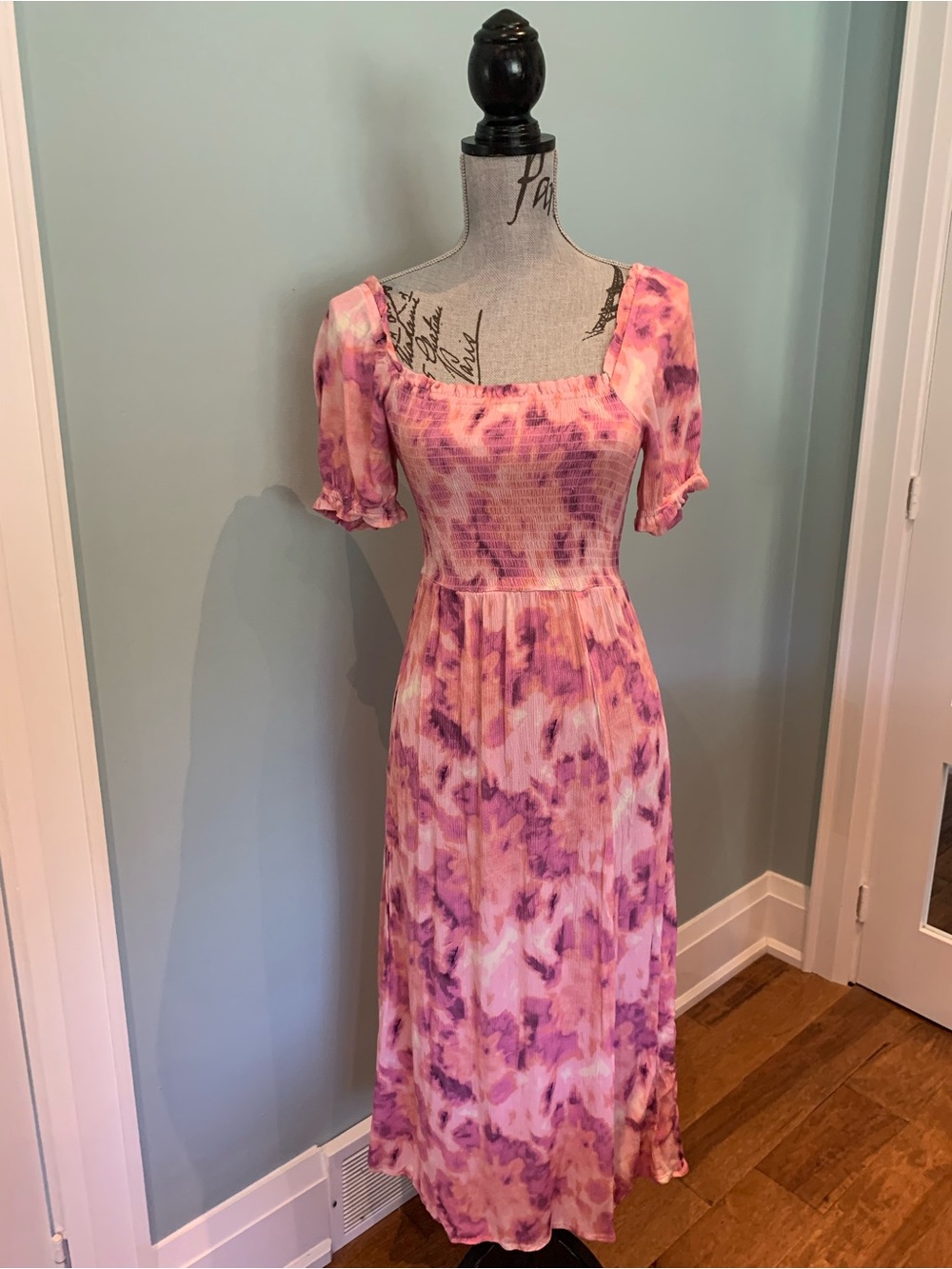 Simons Pink and Purple Tie-Dye Maxi Dress